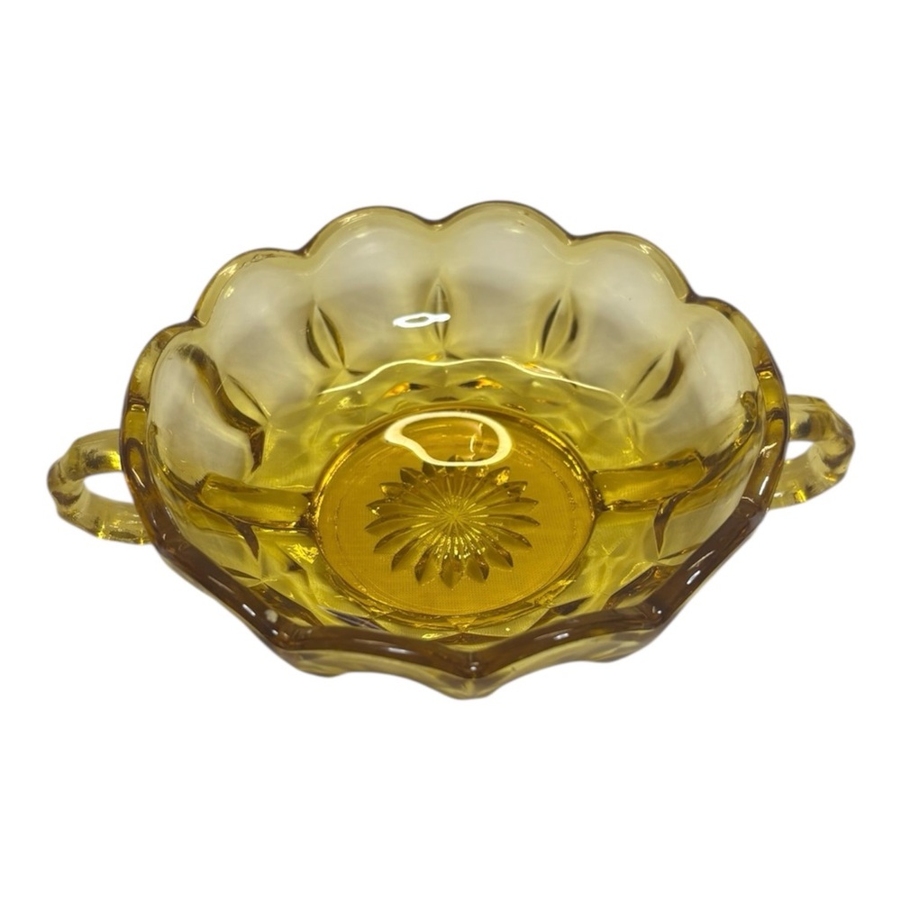 Anchor Hocking Fairfield Amber Glass Double Handled Candy Dish Serving Bowl